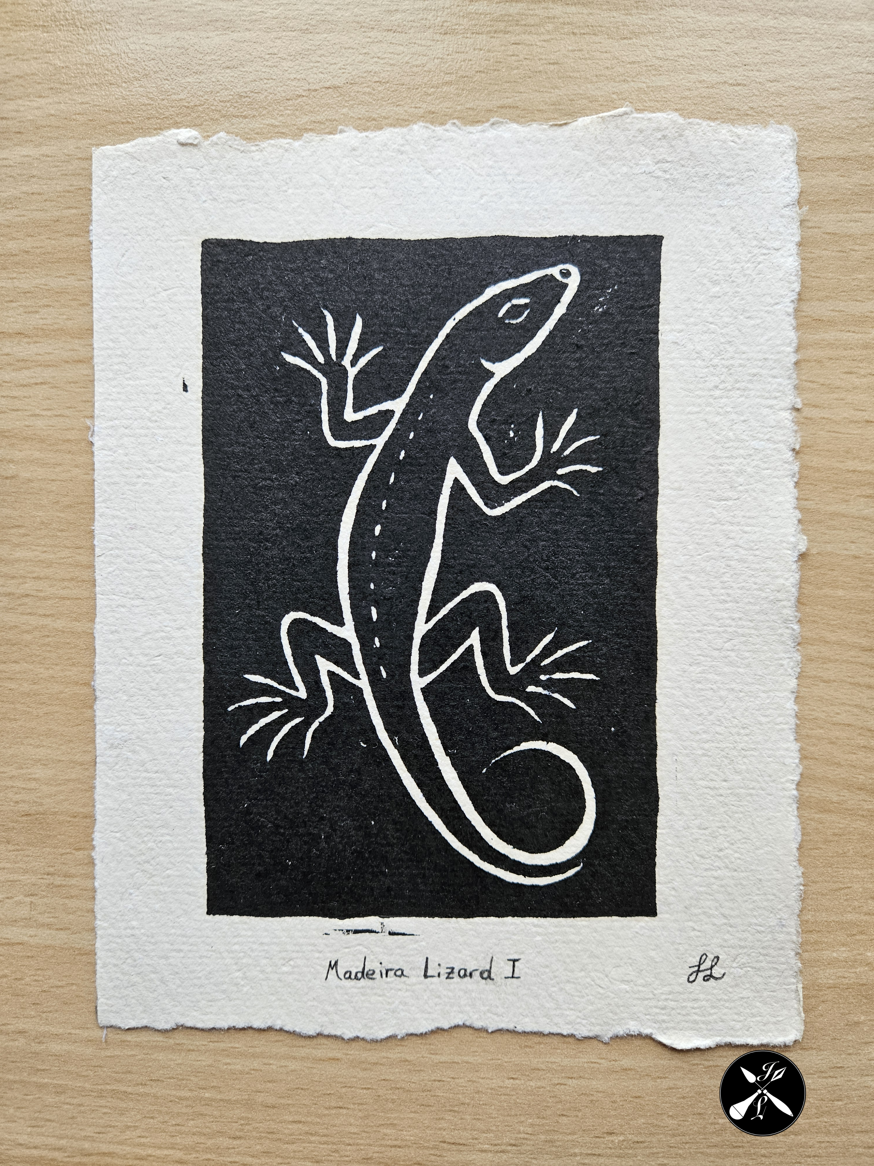 Eidechse linocut
